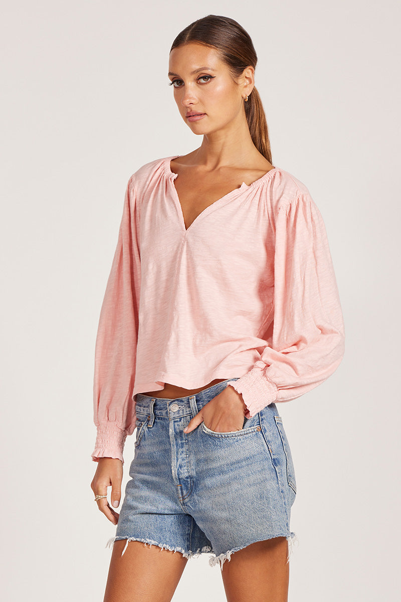 BOHO SMOCKED SLEEVE TOP