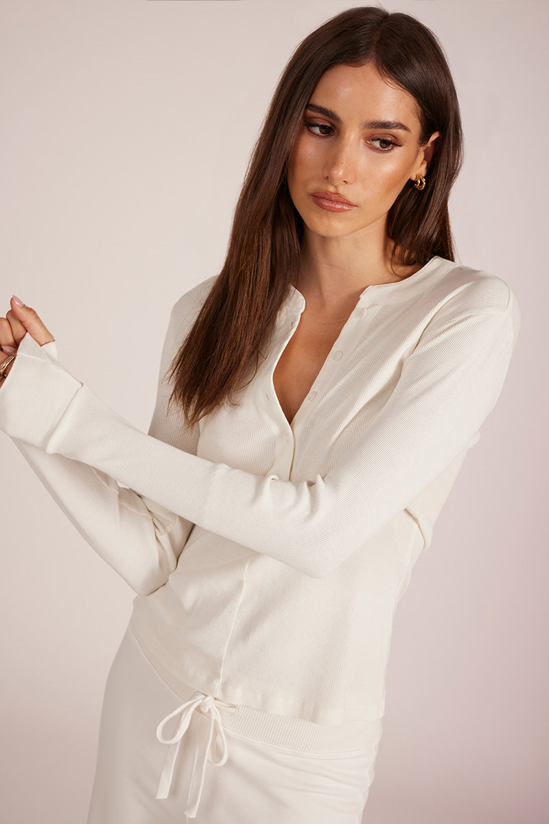 SKINNY MIXED RIB HENLEY