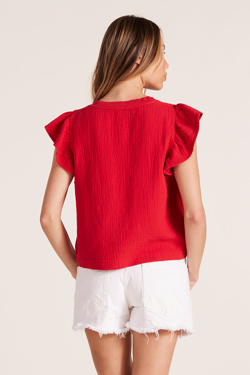 VNECK FLUTTER SLEEVE TOP