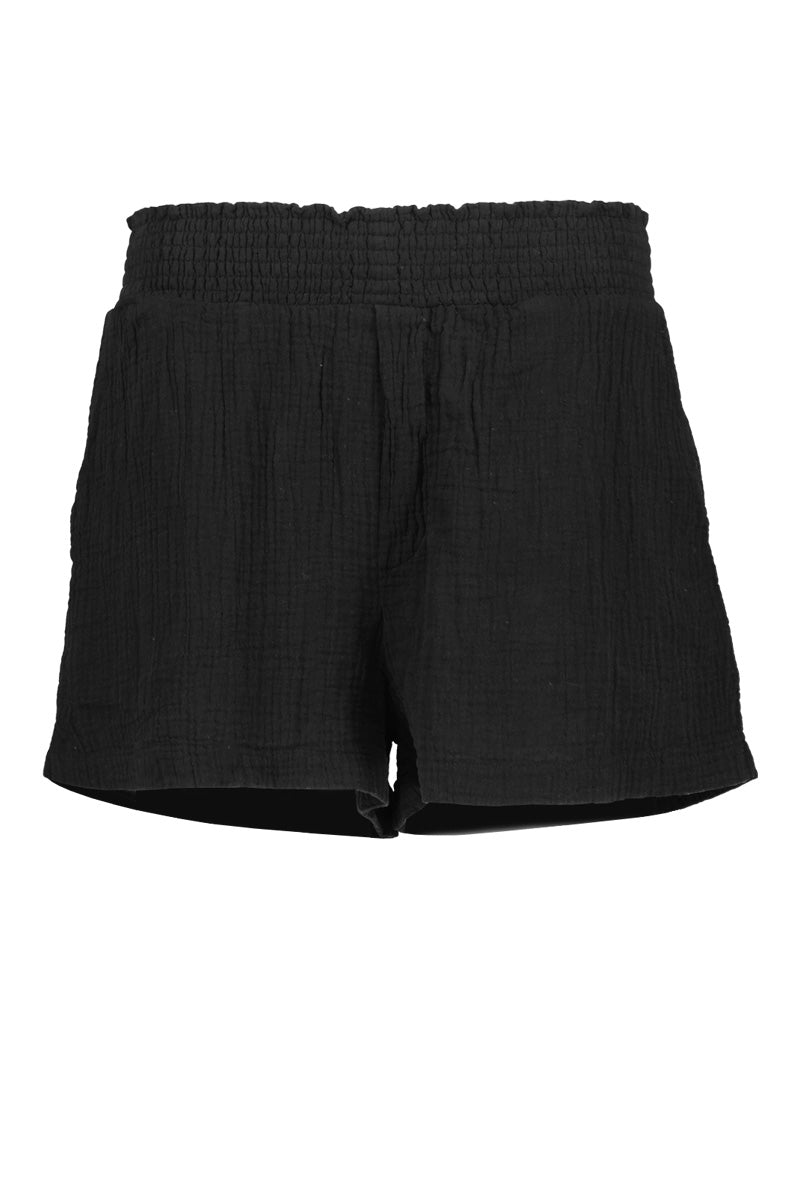 FAUX FLY SMOCKED SHORT