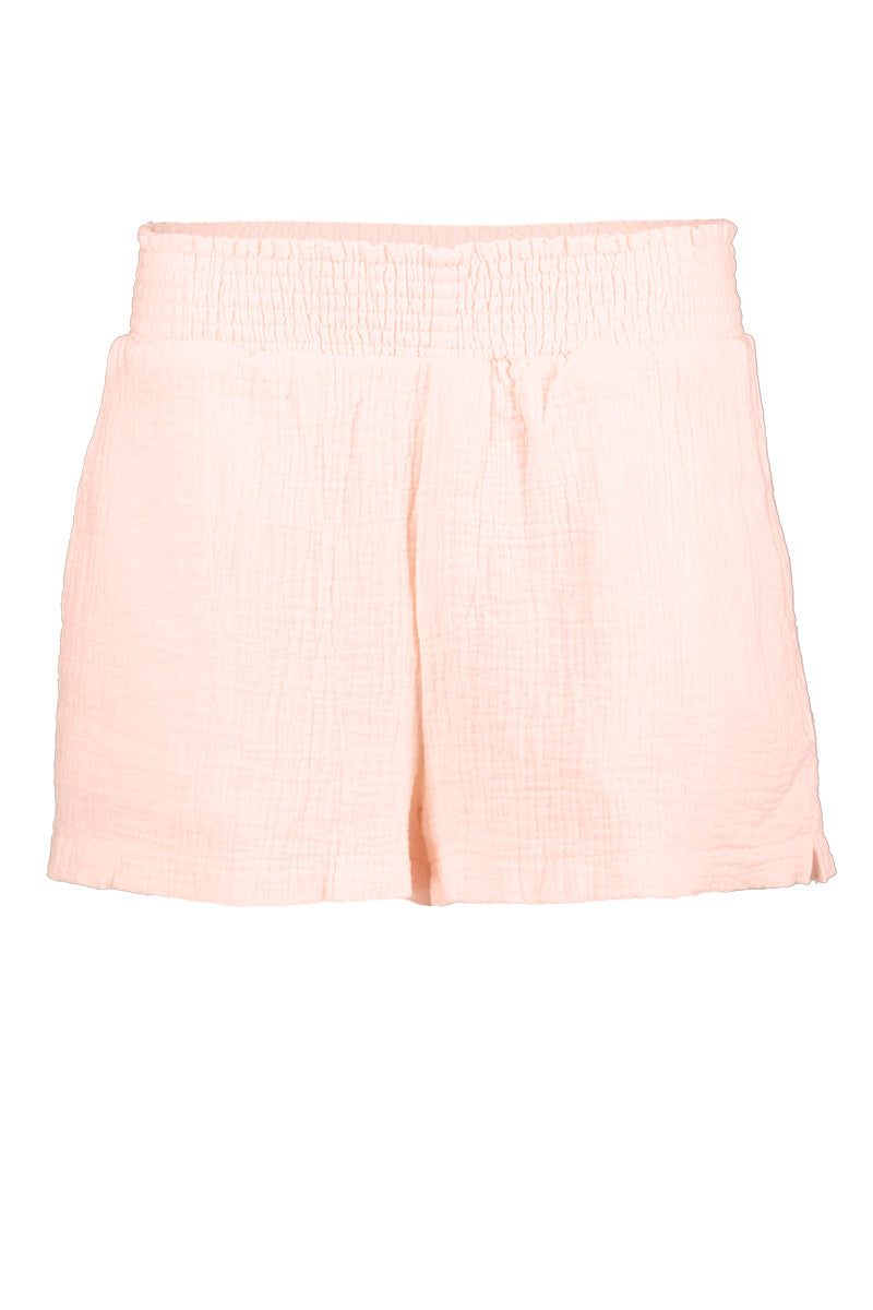FAUX FLY SMOCKED SHORT