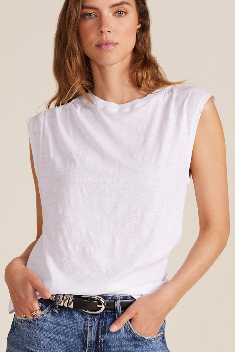 ASYMMETRICAL PLEATED MUSCLE TEE