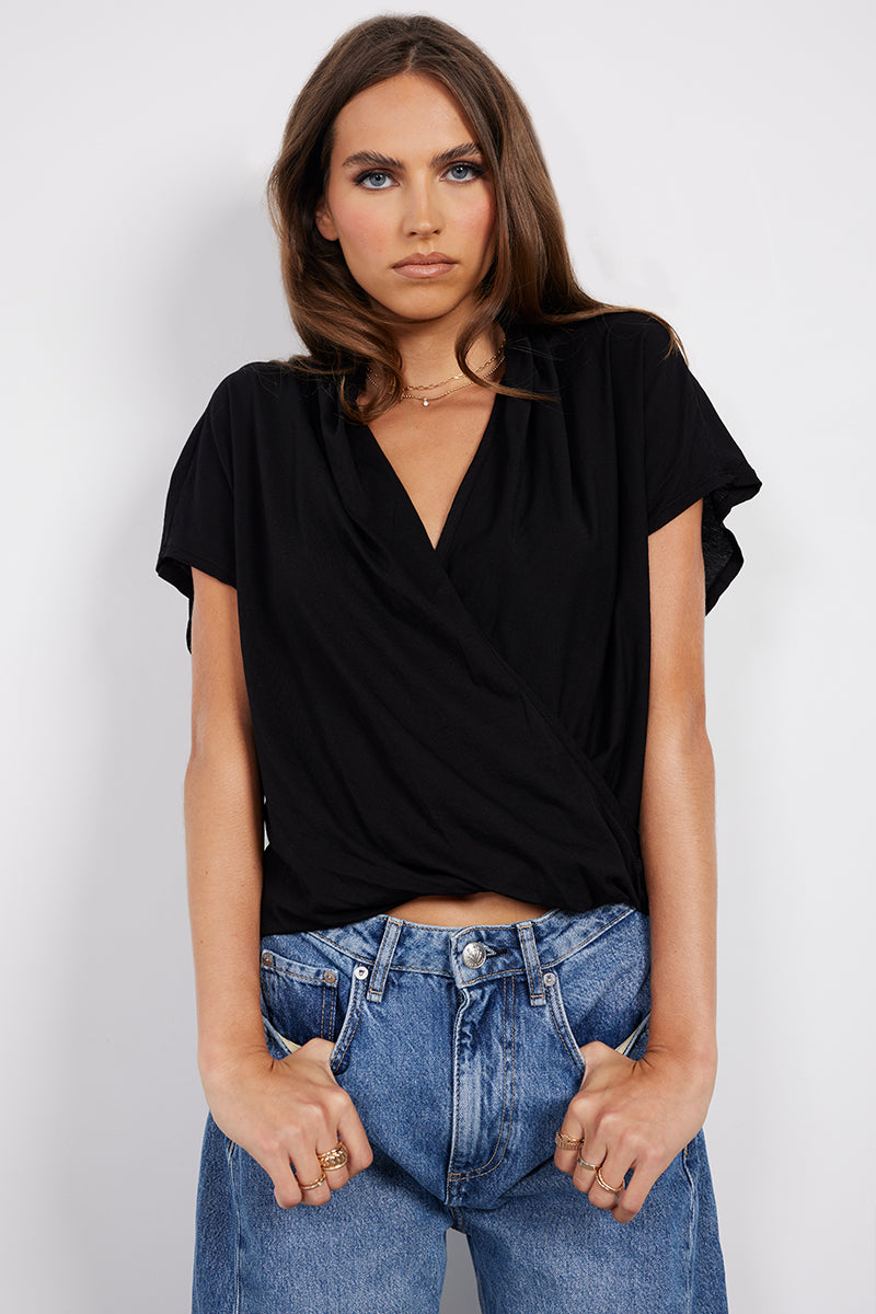 SURPLICE DROP SHOULDER TEE