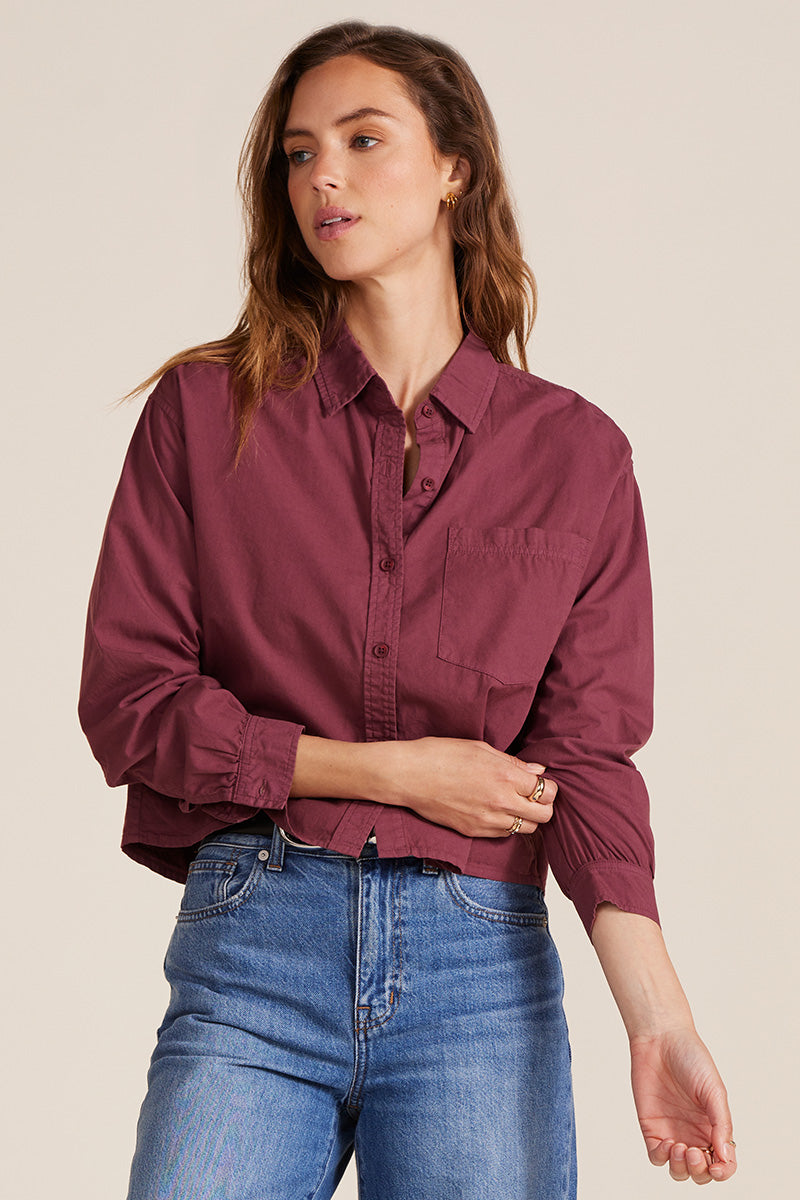 CROP BOXY LONG SLEEVE BUTTON FRONT