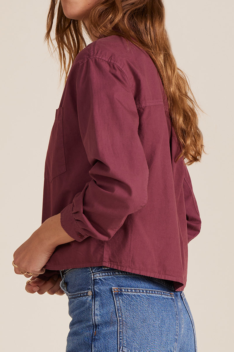 CROP BOXY LONG SLEEVE BUTTON FRONT