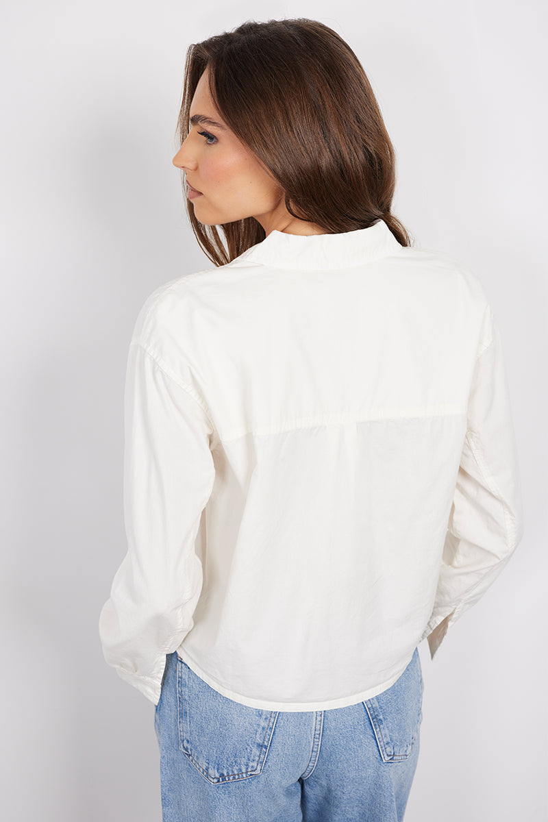 CROP BOXY LONG SLEEVE BUTTON FRONT