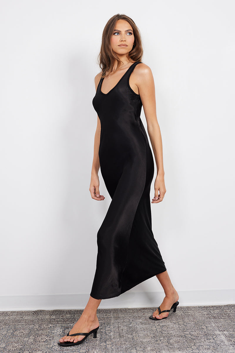 DOUBLE V CUT SLIP DRESS