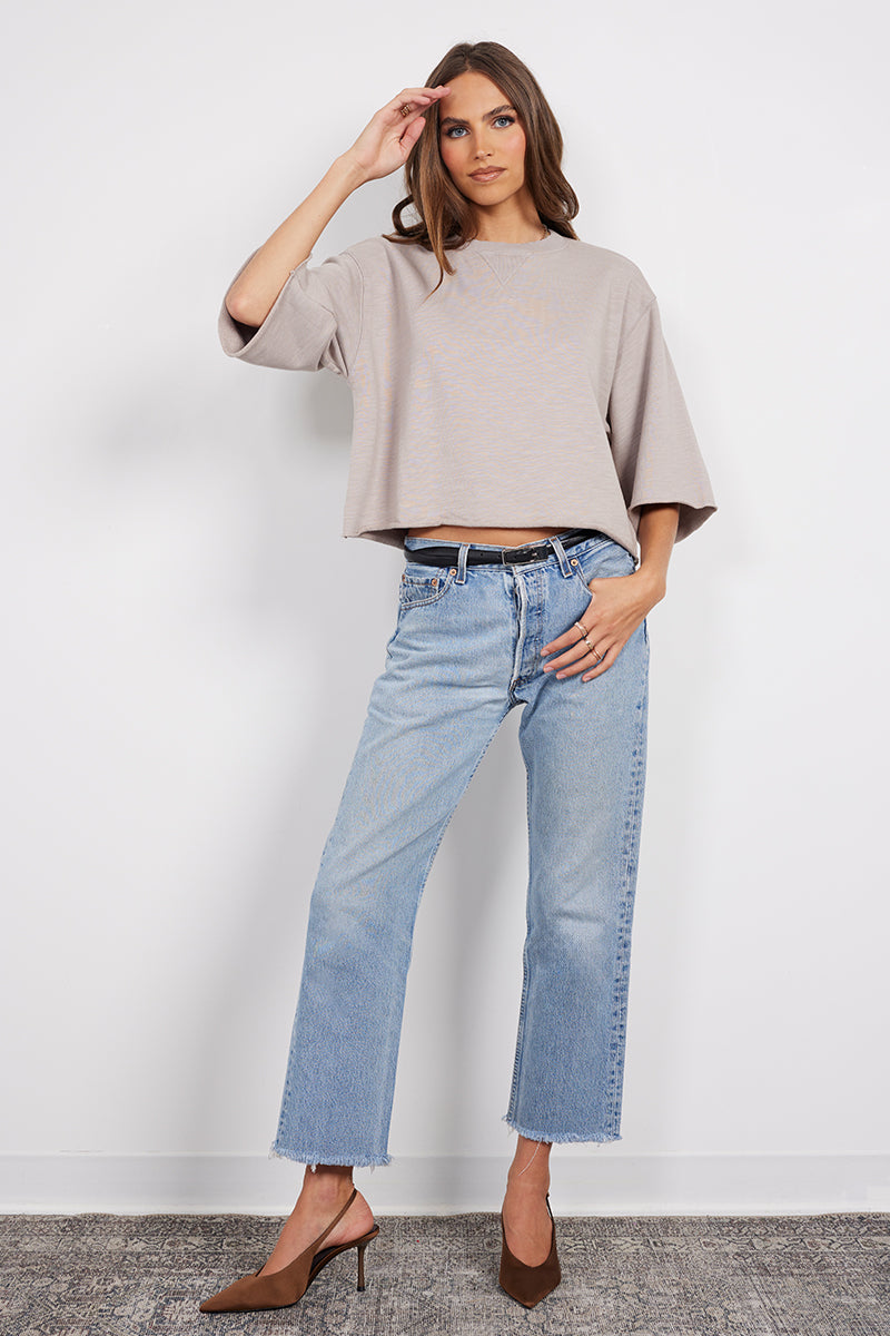 DROP SHOULDER CROP SHORT SLEEVE