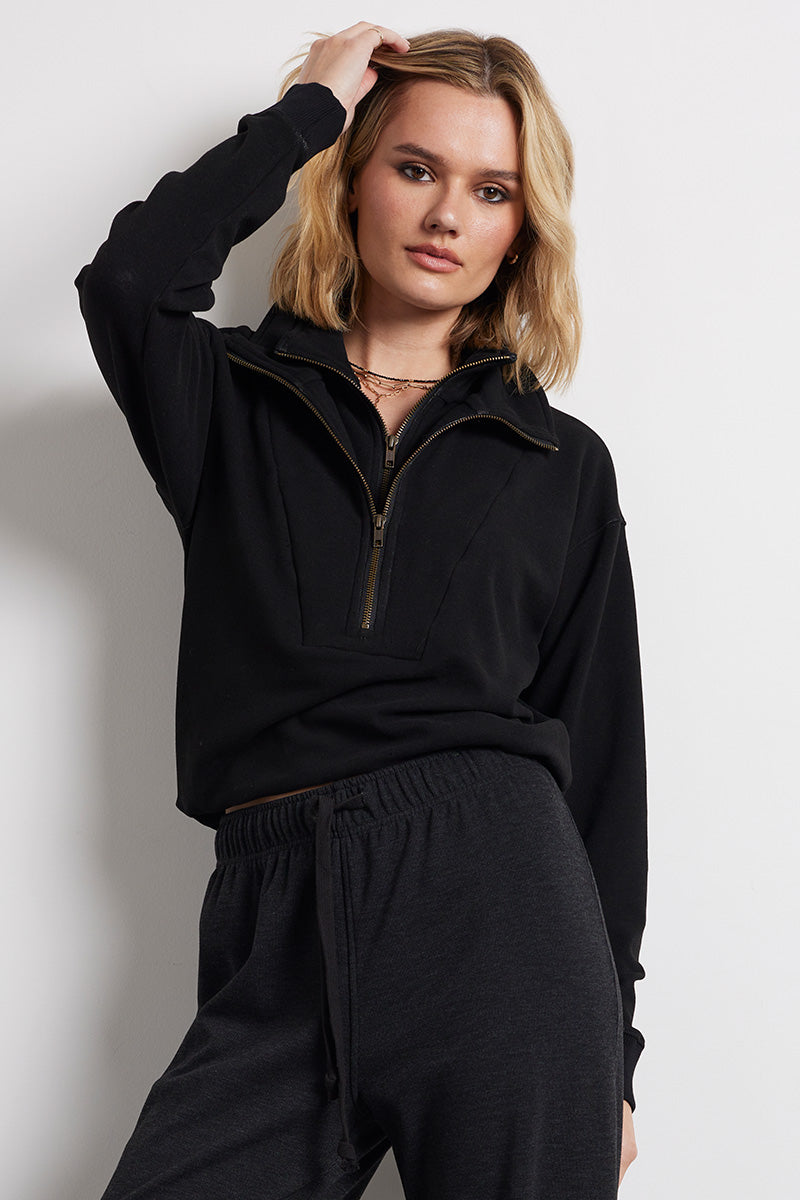 DOUBLE ZIP FUNNEL NECK PULLOVER