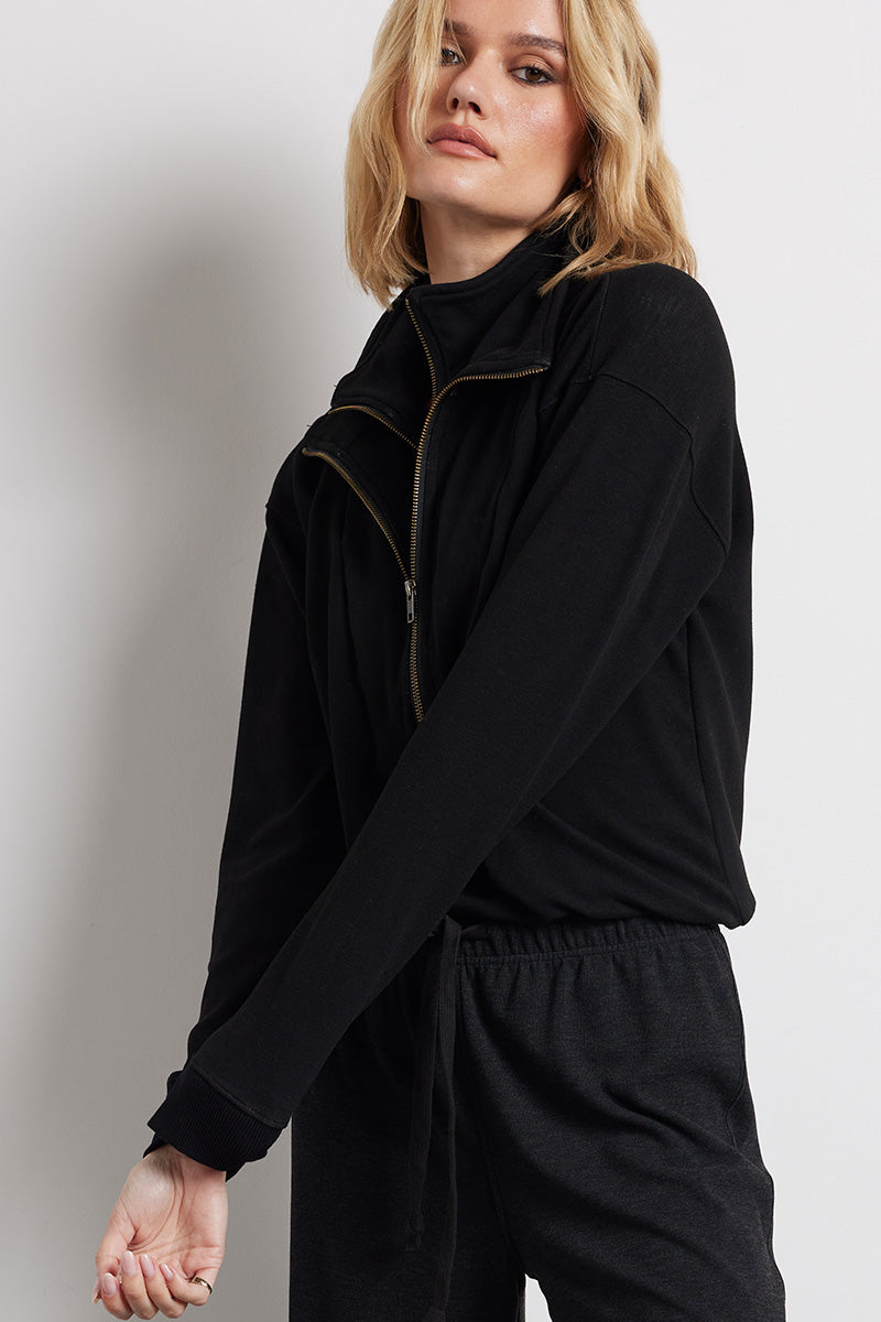 DOUBLE ZIP FUNNEL NECK PULLOVER