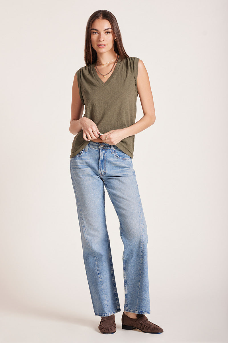 PLEATED MUSCLE TANK