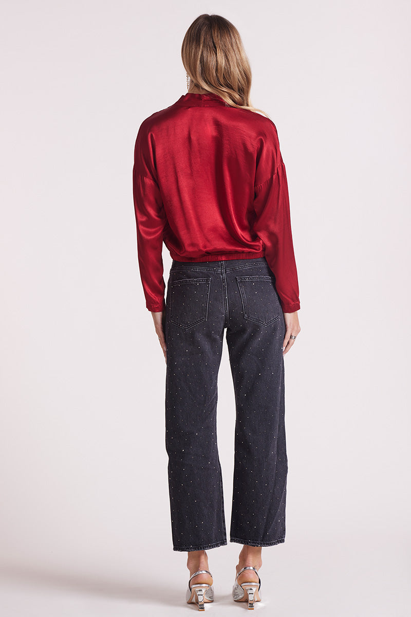 SILKY BUBBLE HEM BLOUSE