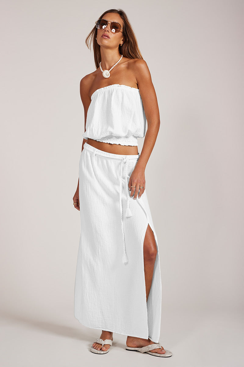 MAXI SKIRT WITH SLIT AND BELT
