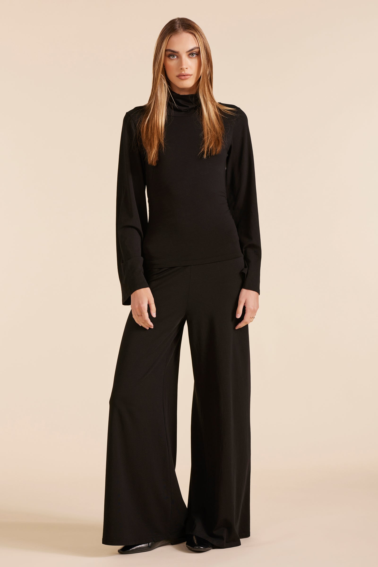 WIDE LEG DRAPED MODAL JERSEY PANT
