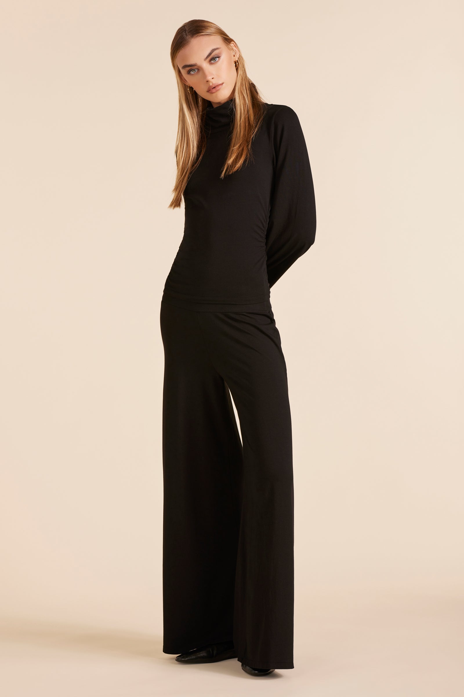 WIDE LEG DRAPED MODAL JERSEY PANT