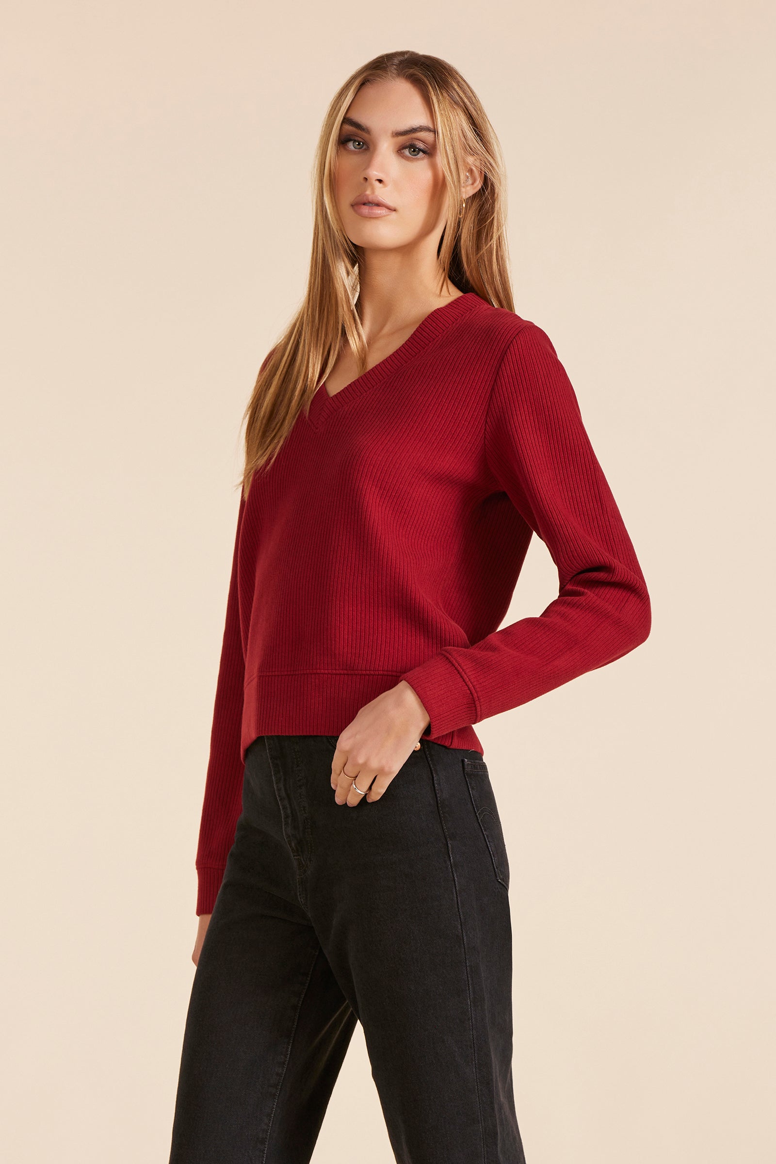 V-NECK CROPPED BOXY TOP