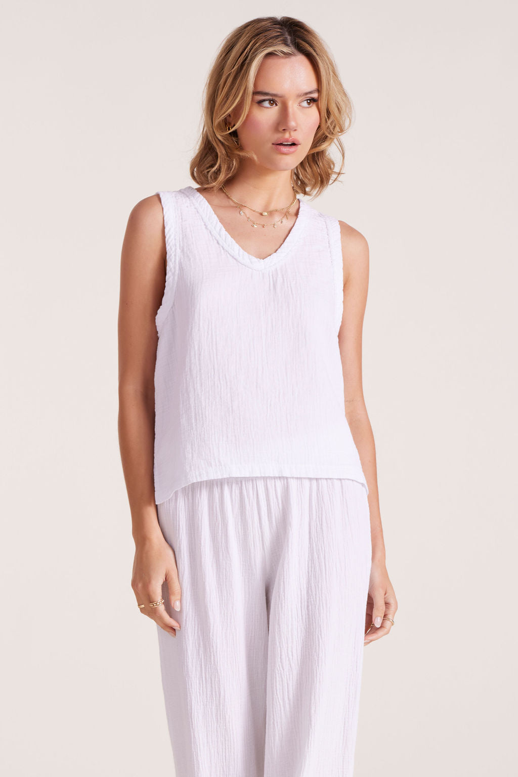 V-NECK RAW EDGE TANK - bobi Los Angeles