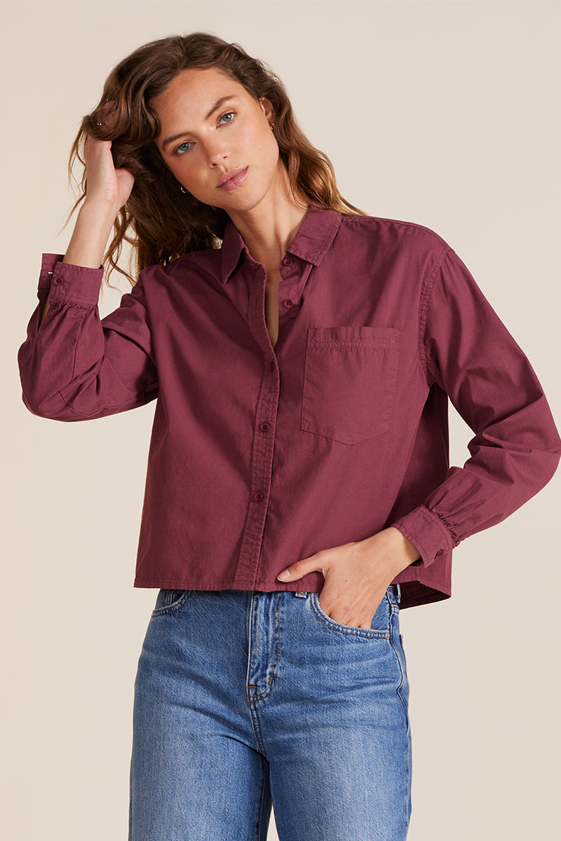 CROP BOXY LONG SLEEVE BUTTON FRONT