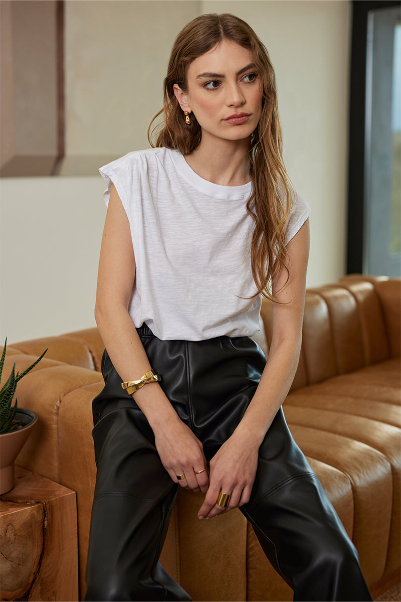 ASYMMETRICAL PLEATED MUSCLE TEE