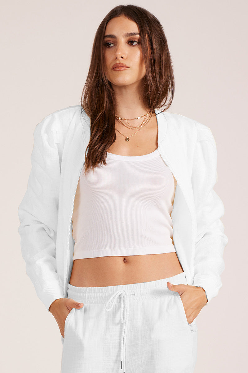 PUFF SLEEVE BOMBER JACKET