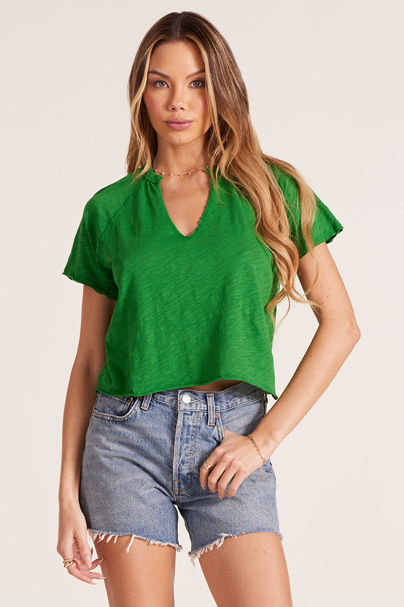 SPLIT NECK RAGLAN BOXY TEE