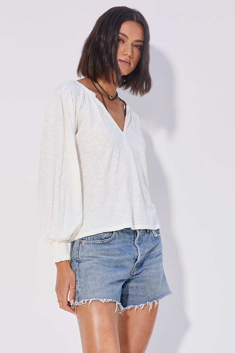 BOHO SMOCKED SLEEVE TOP