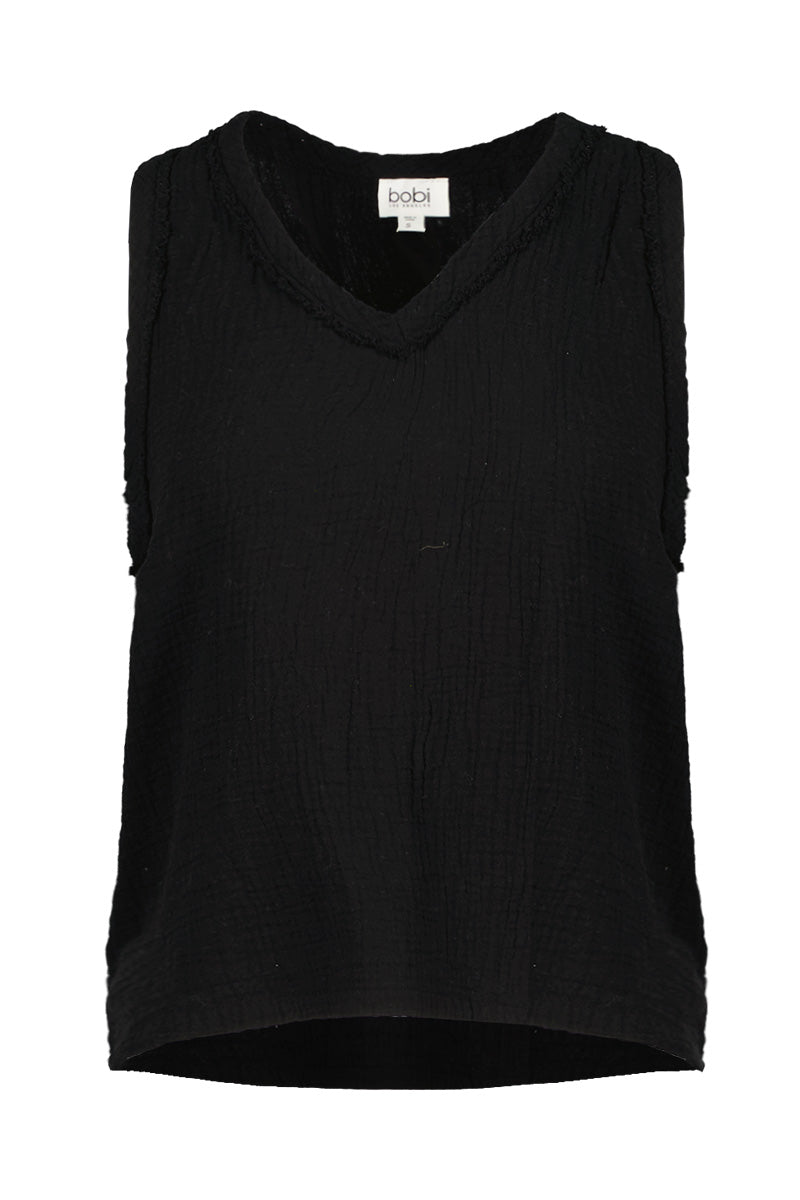 V-NECK RAW EDGE TANK