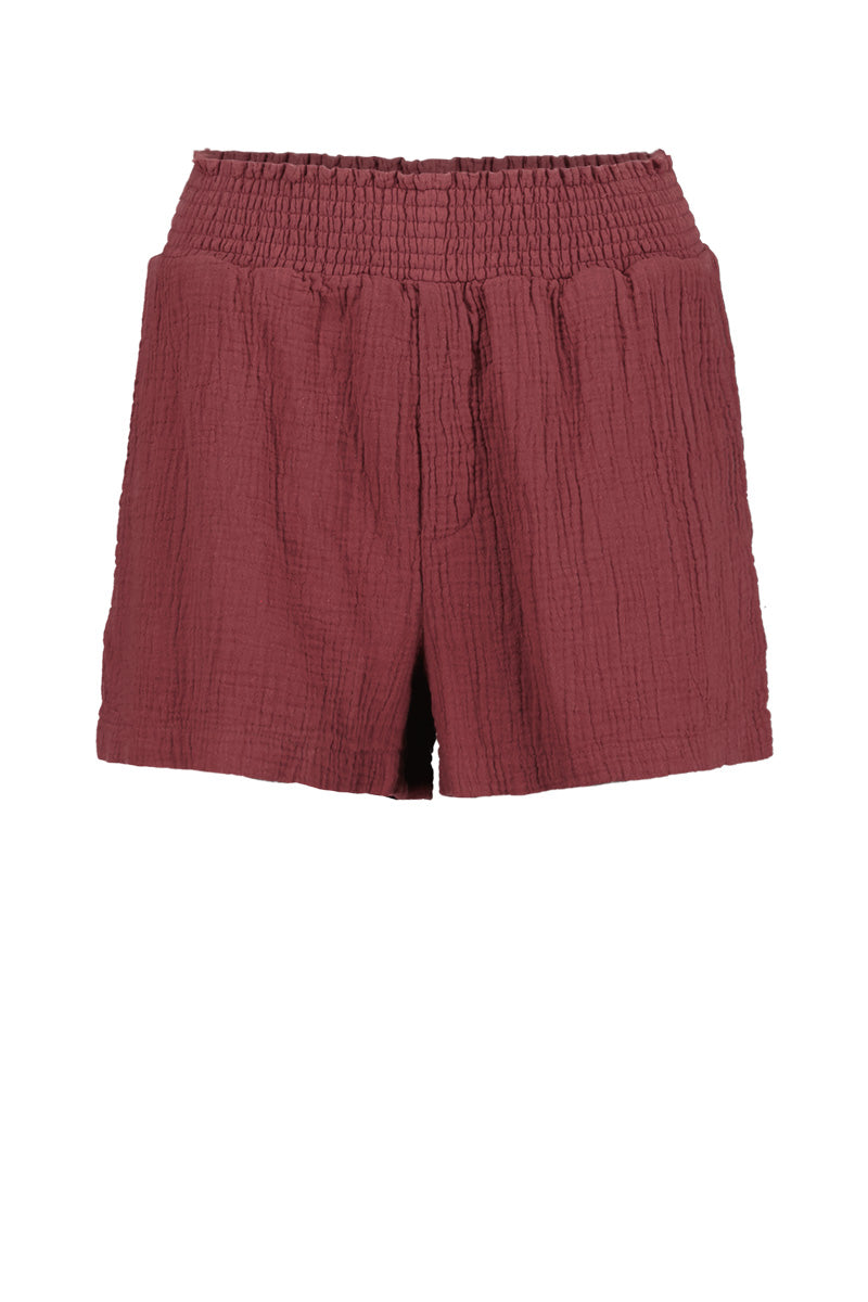 FAUX FLY SMOCKED SHORT