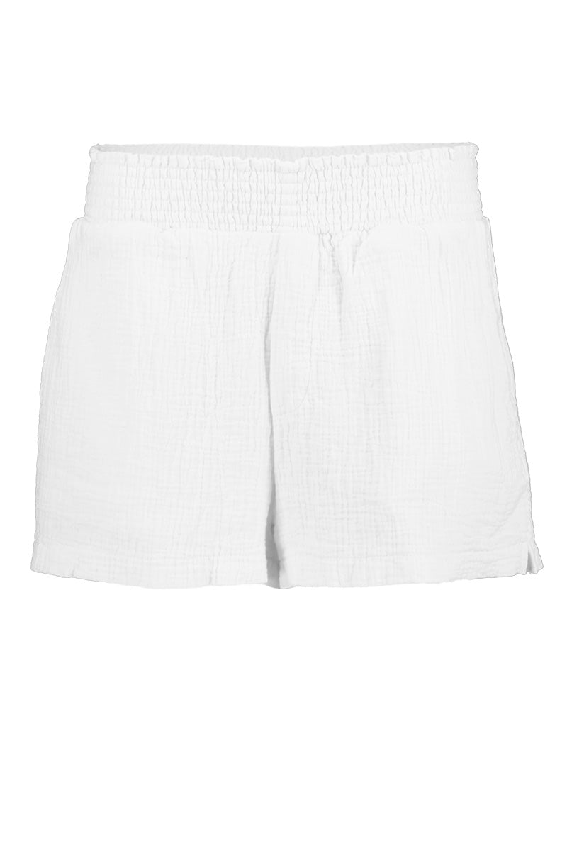 FAUX FLY SMOCKED SHORT