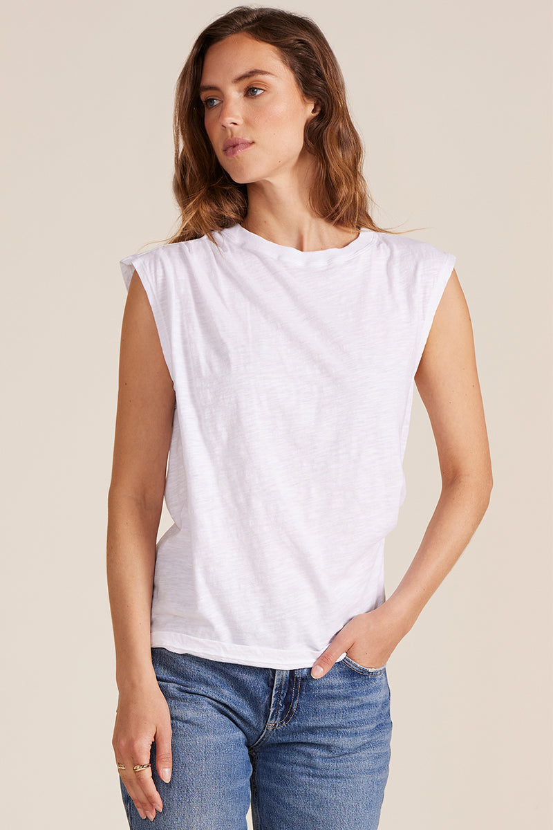 SHIRRED MOCK NECK TANK