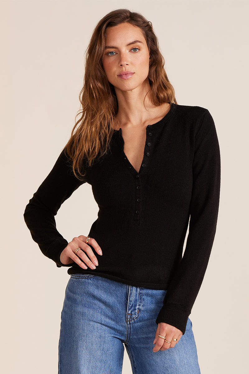 LONG SLEEVE SLIM BUTTON PLACKET TEE