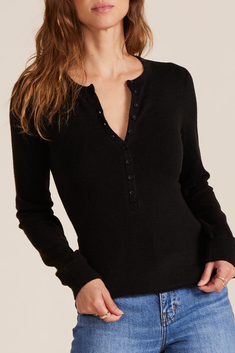 LONG SLEEVE SLIM BUTTON PLACKET TEE