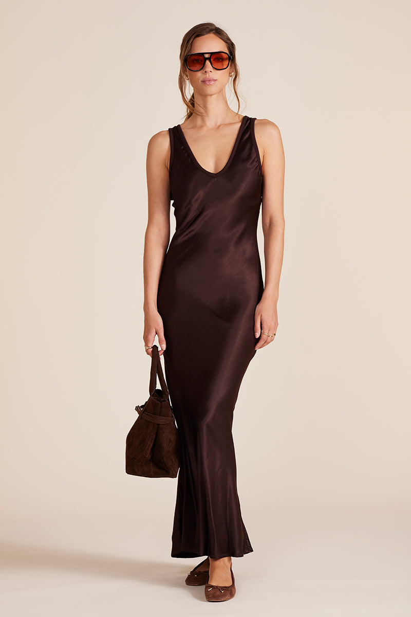 DOUBLE V CUT SLIP DRESS