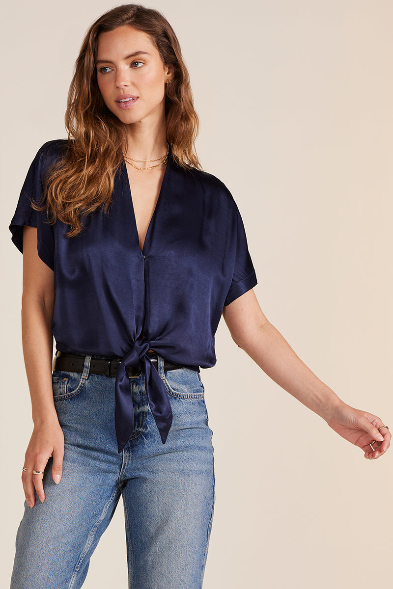 DROP SHOULDER TIE WRAP TOP