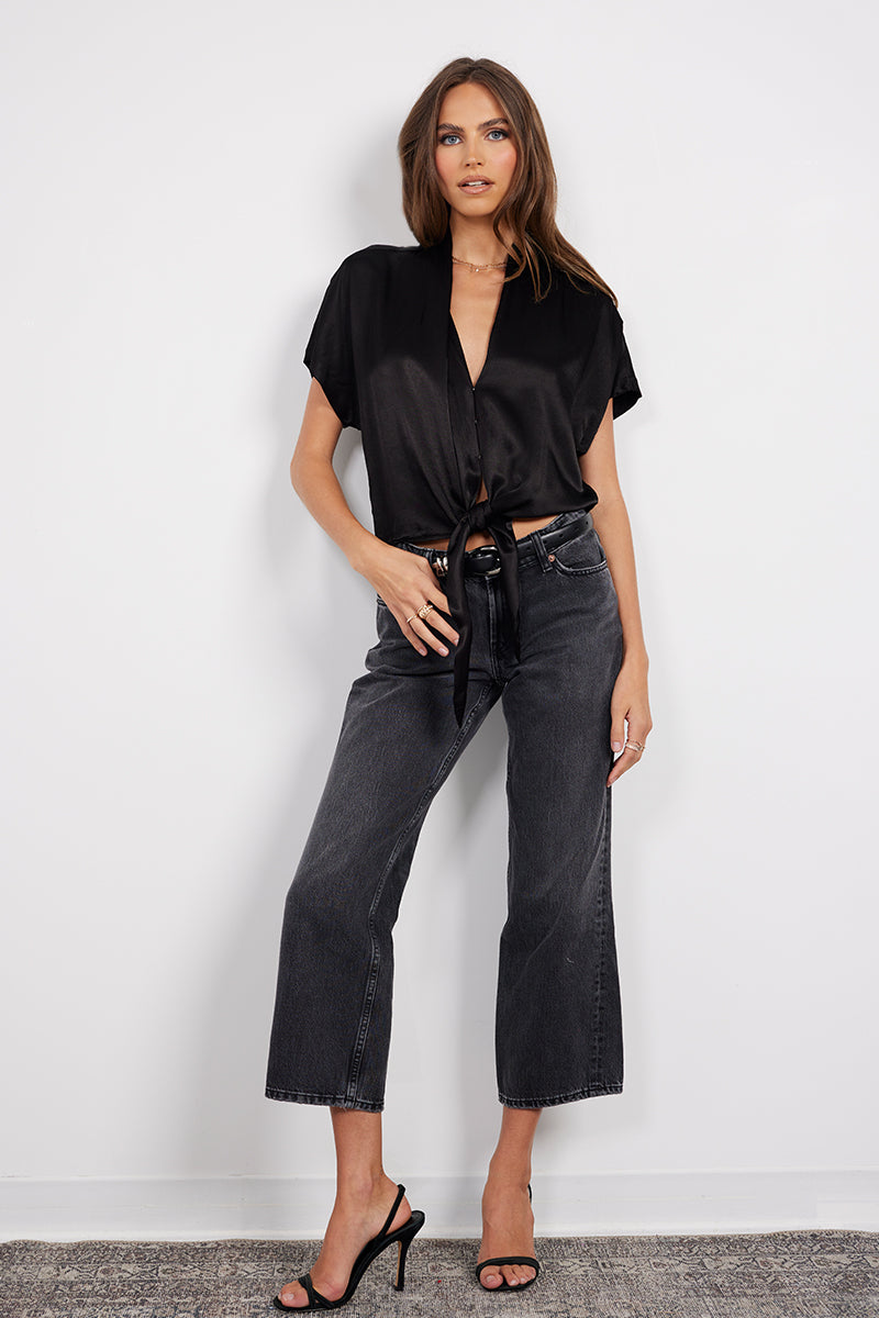 DROP SHOULDER TIE WRAP TOP