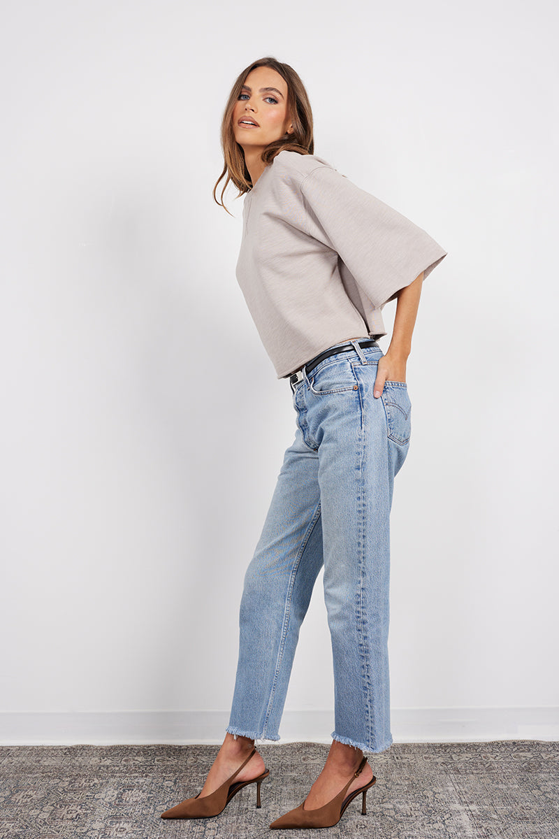 DROP SHOULDER CROP SHORT SLEEVE