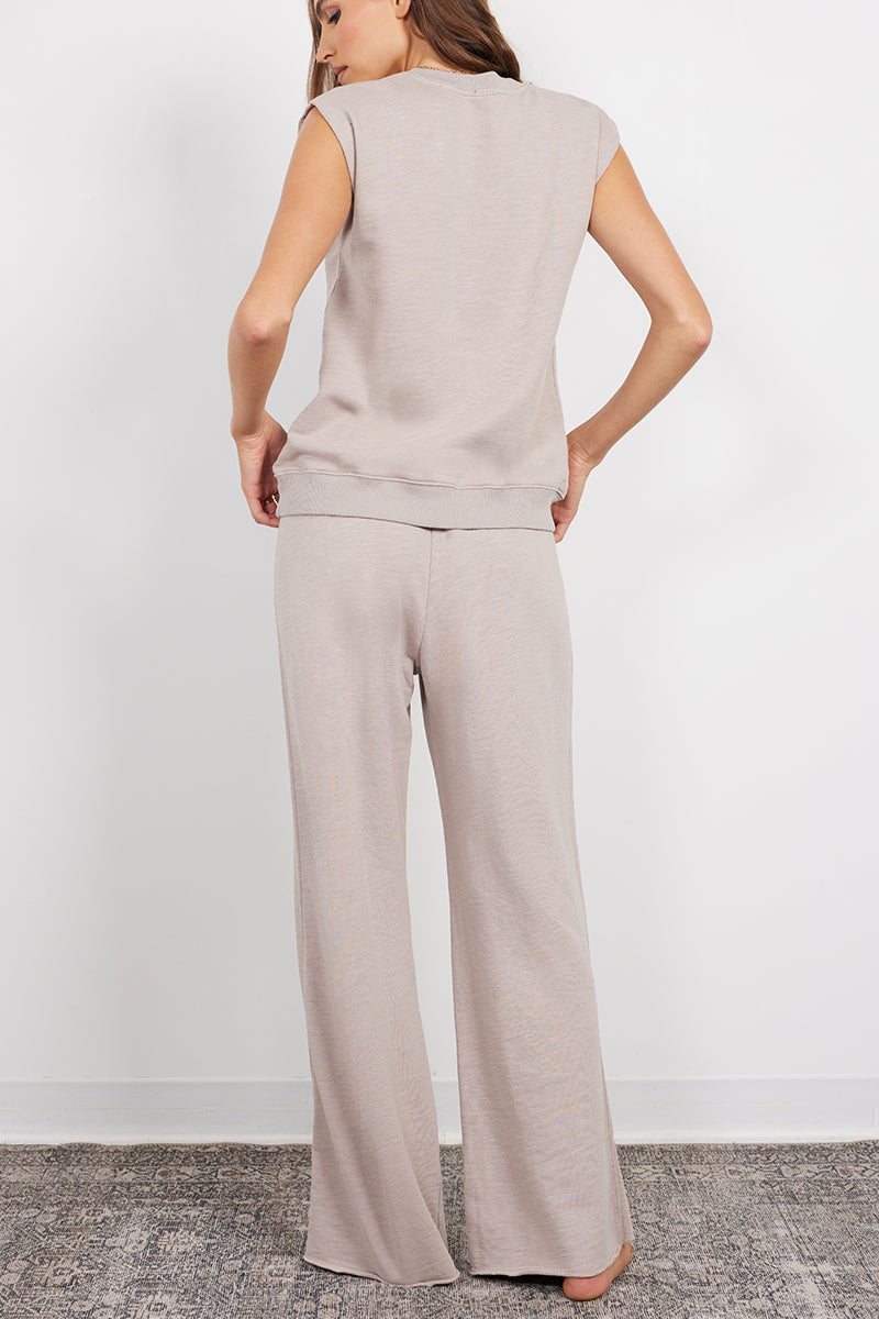 EYELET SLEEVELESS CREWNECK