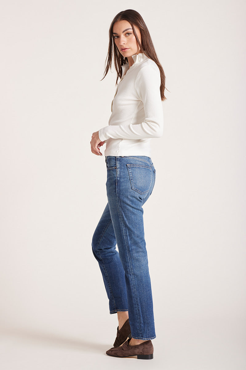 CROP FUNNEL NECK HENLEY