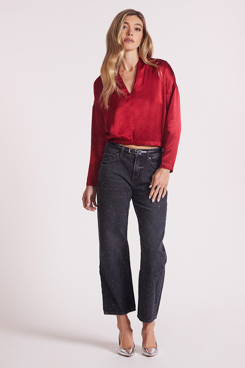 SILKY BUBBLE HEM BLOUSE