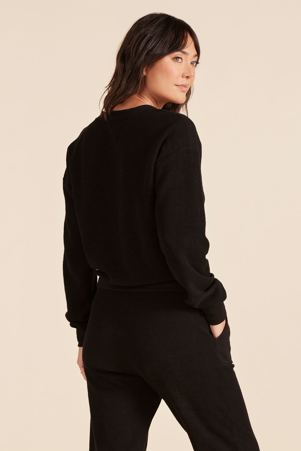 V-NECK BALLOON SLEEVE SWEATSHIRT