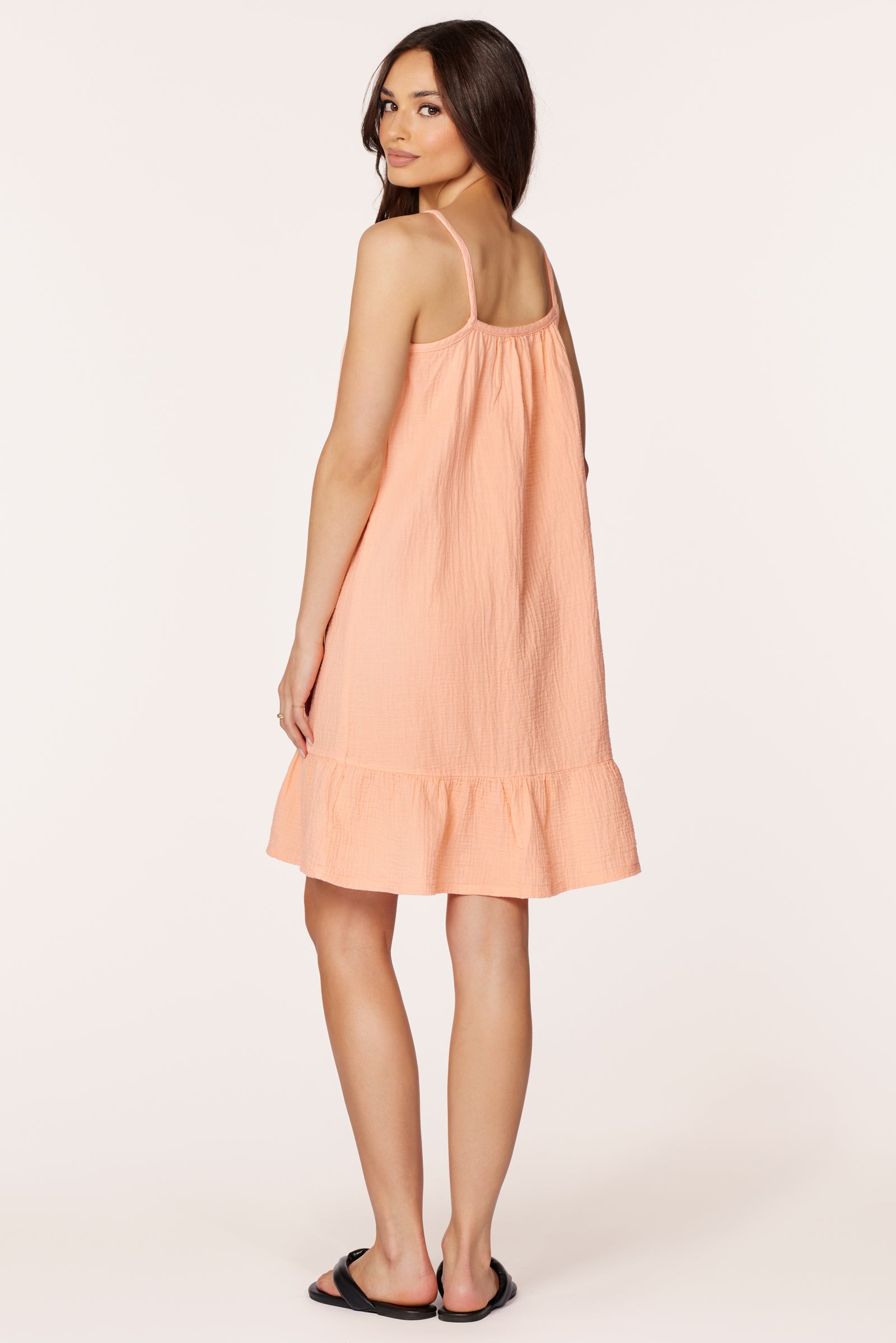 V-NECK RUFFLE DRESS