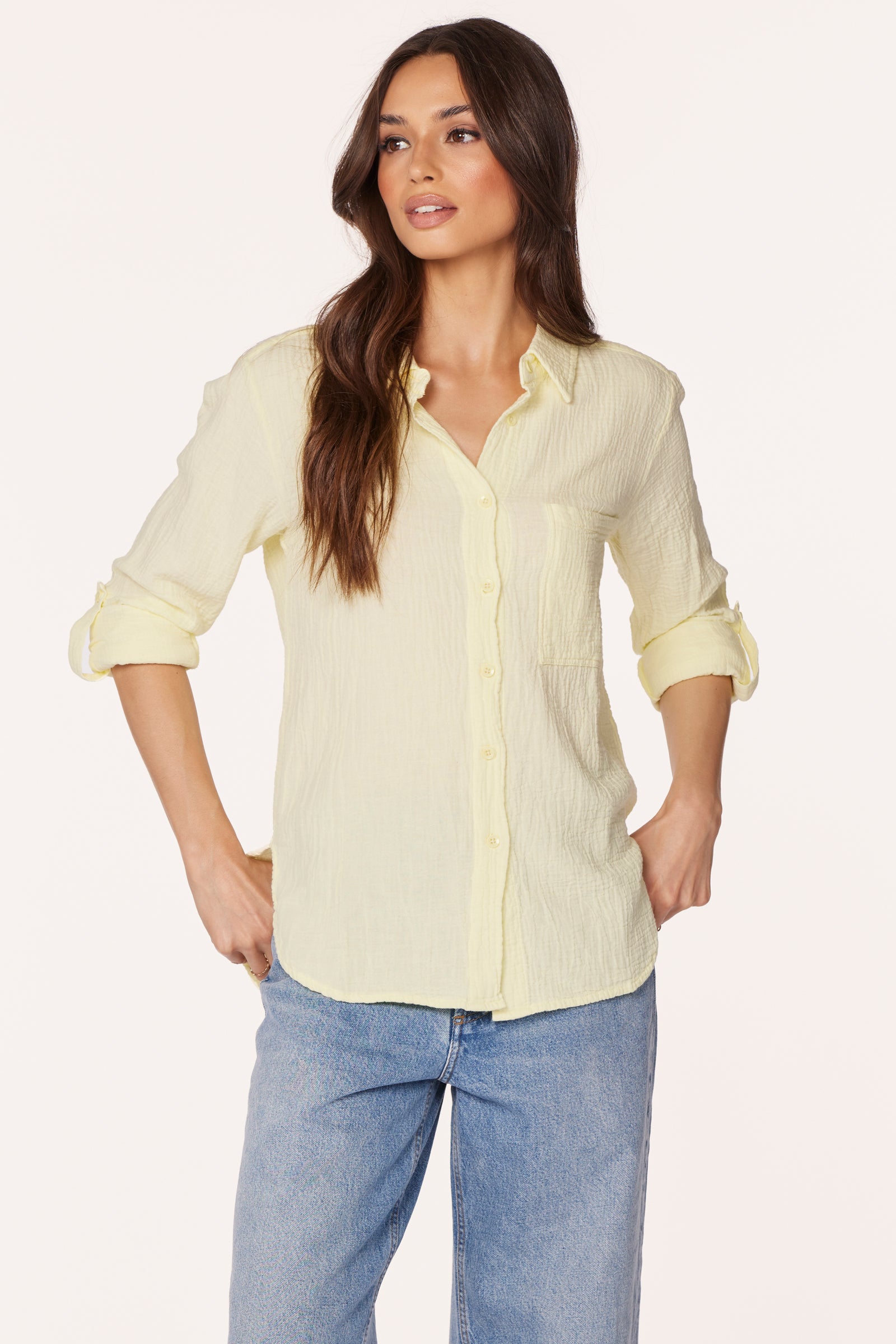 ROLL SLEEVE BUTTON FRONT SHIRT