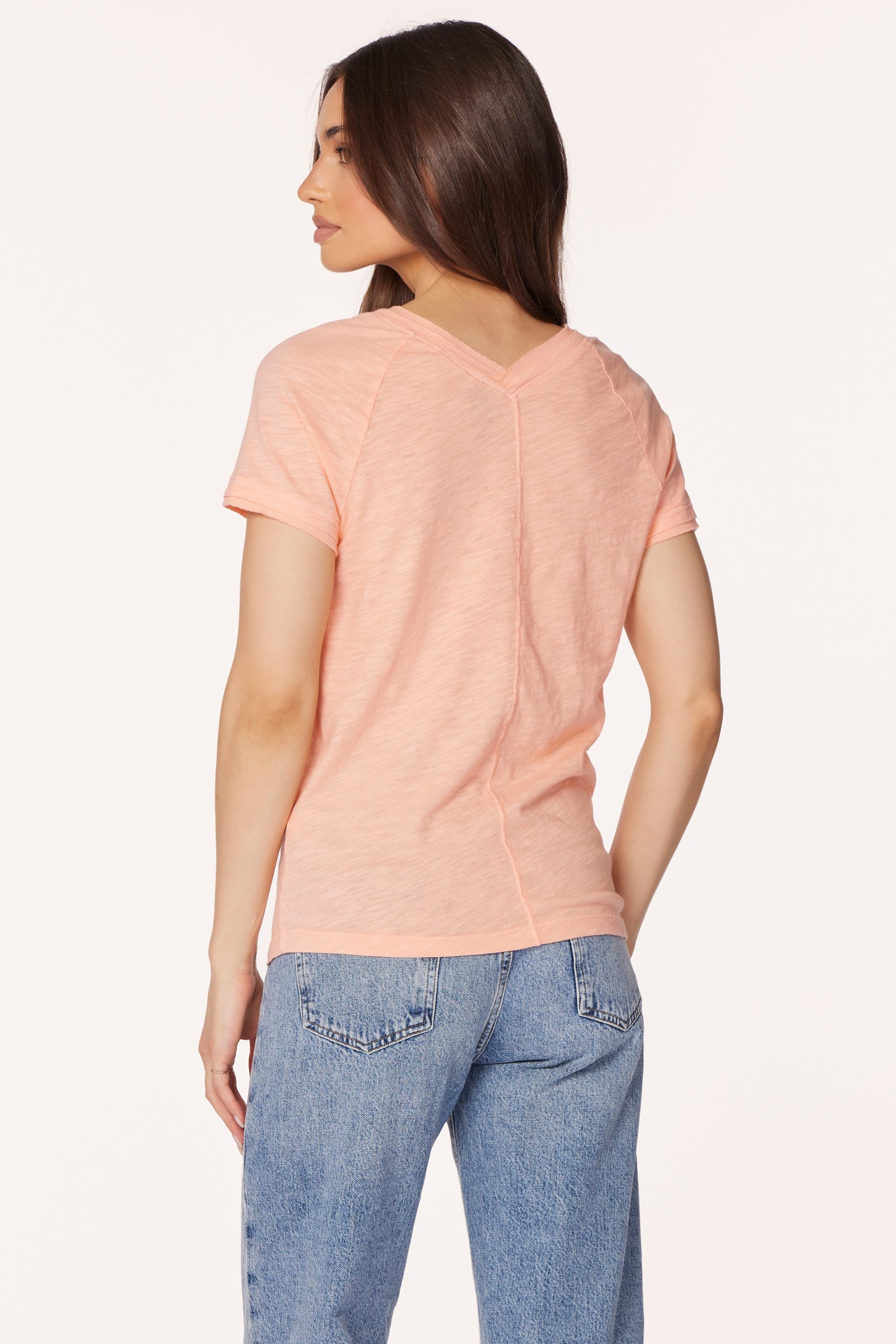 RIB MIX V-NECK TEE