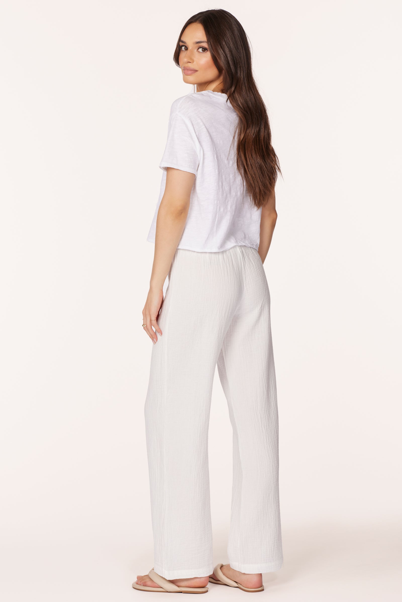 WIDE LEG SMOCKED WAIST PANT