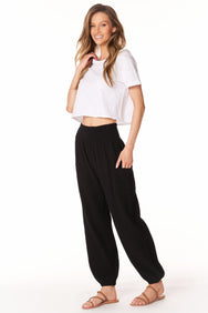SMOCKED BEACH PANT WITH POCKETS