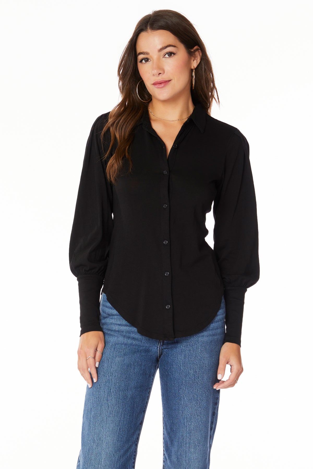 PUFF SLEEVE BUTTON DOWN TOP