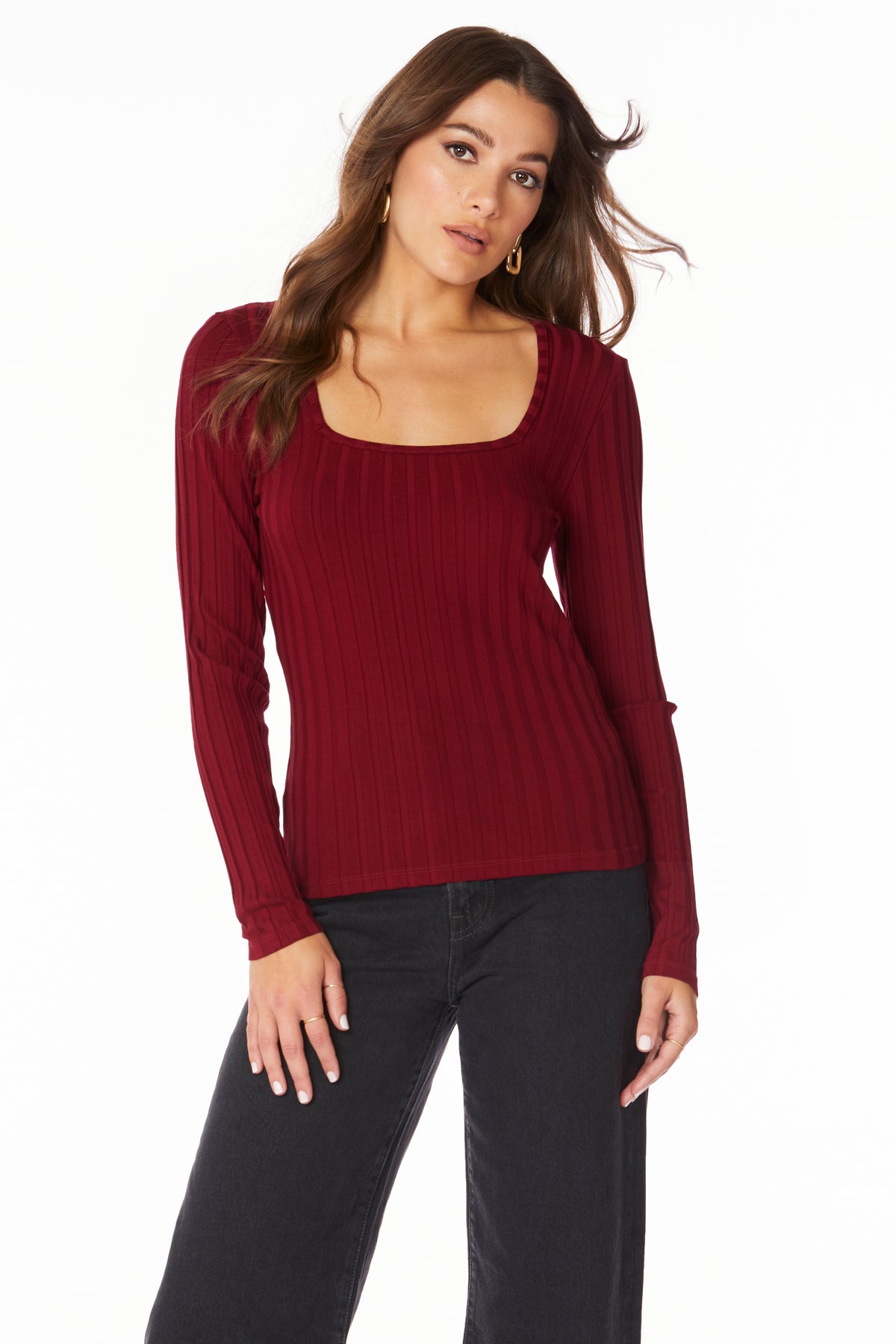 SQUARE NECK LONG SLEEVE TOP