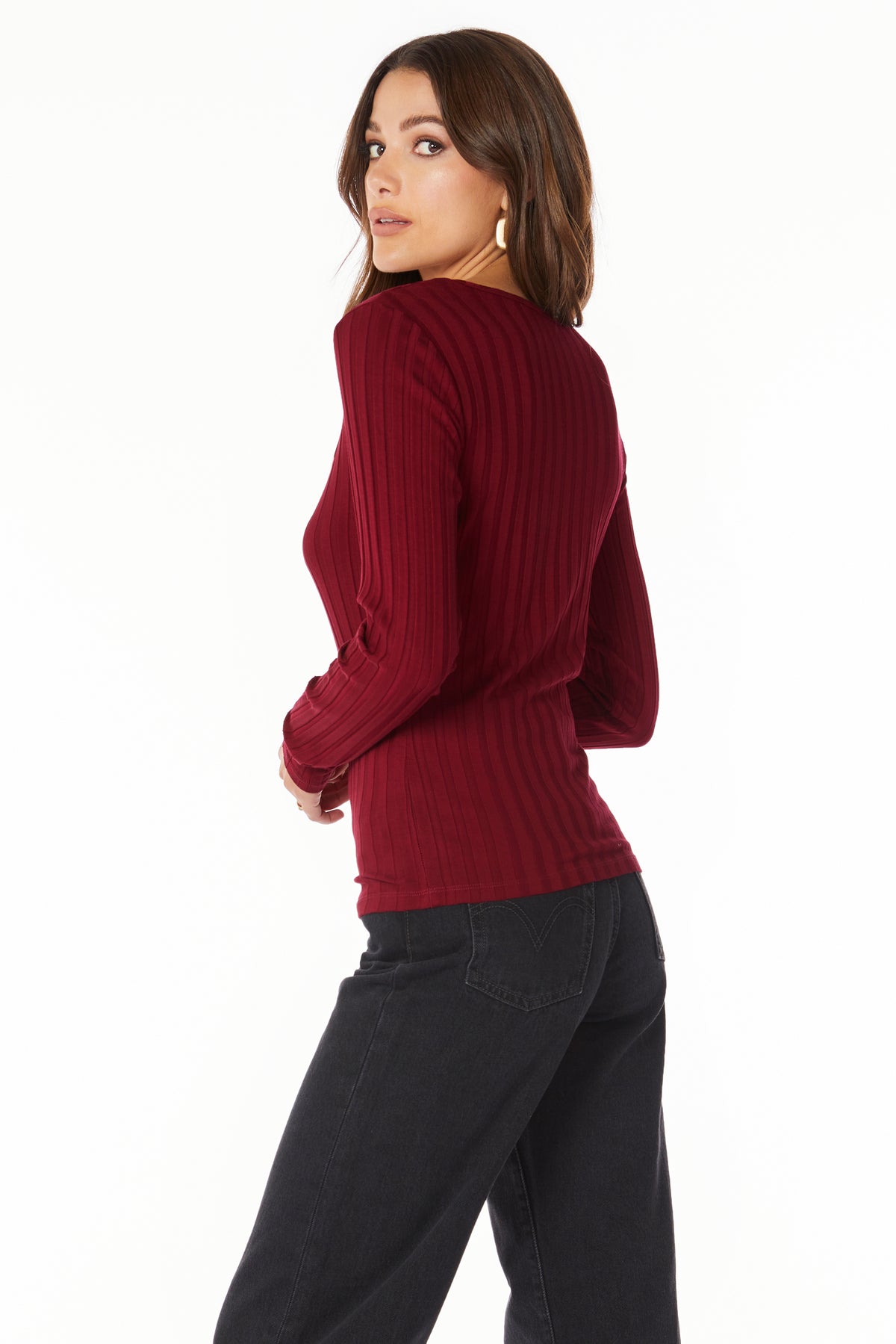 SQUARE NECK LONG SLEEVE TOP