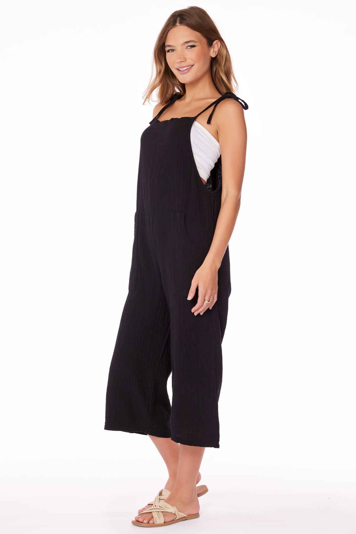 CROPPED WIDELEG OVERALLS