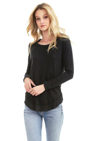 Long Sleeve Round Hem Tee - bobi Los Angeles